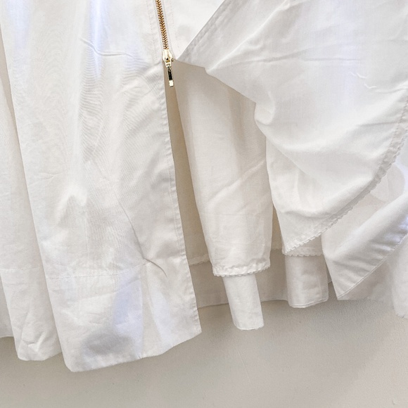 Anthropologie The Tommie Cap-Sleeve Smocked Front-Zip Shirt Dress White 2X - Picture 9 of 11